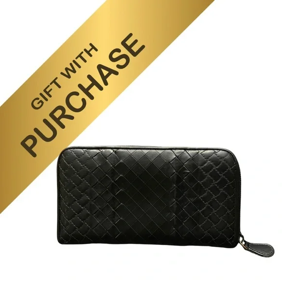 Bottega Veneta Black Imperatore Long Wallet Zipper Calf Leather - Picture 1 of 16